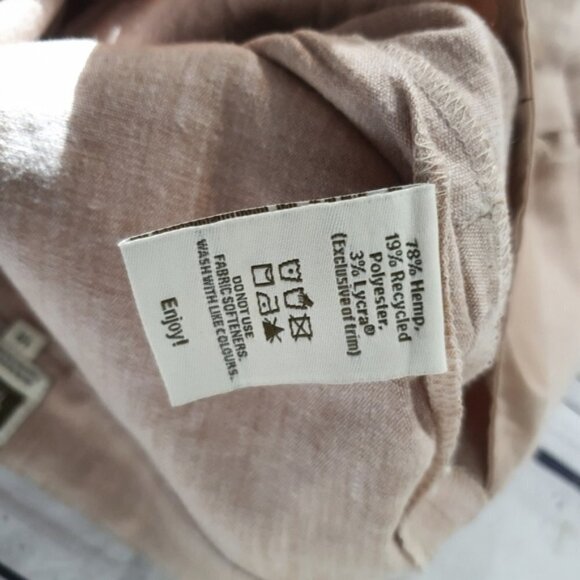 Tilley Tan Hemp Blend Straight Leg Trouser Beige Pants Size 14 - Picture 6 of 6